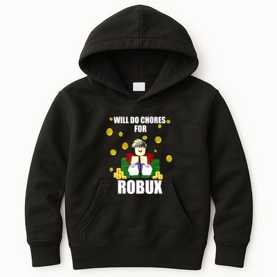 Noob & Professional Gamer Will Do Chores For Robux Funny Kids Hoodie