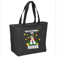 Noob & Professional Gamer Will Do Chores For Robux Funny Zip Tote Bag
