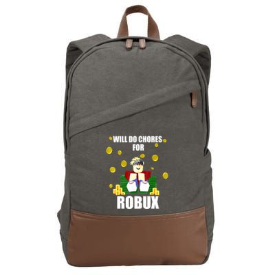 Noob & Professional Gamer Will Do Chores For Robux Funny Cotton Canvas Backpack