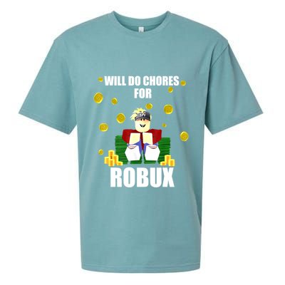 Noob & Professional Gamer Will Do Chores For Robux Funny Sueded Cloud Jersey T-Shirt