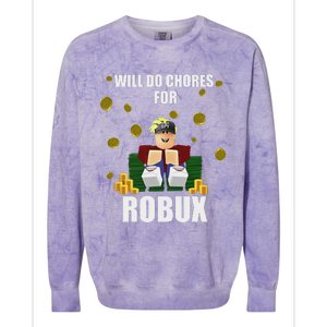 Noob & Professional Gamer Will Do Chores For Robux Funny Colorblast Crewneck Sweatshirt