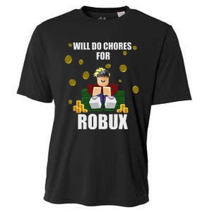 Noob & Professional Gamer Will Do Chores For Robux Funny Cooling Performance Crew T-Shirt