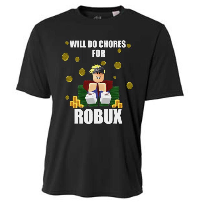 Noob & Professional Gamer Will Do Chores For Robux Funny Cooling Performance Crew T-Shirt