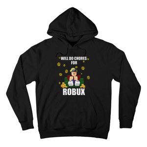 Noob & Professional Gamer Will Do Chores For Robux Funny Hoodie