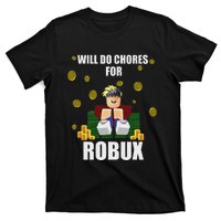 Noob & Professional Gamer Will Do Chores For Robux Funny T-Shirt