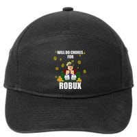 Noob & Professional Gamer Will Do Chores For Robux Funny 7-Panel Snapback Hat