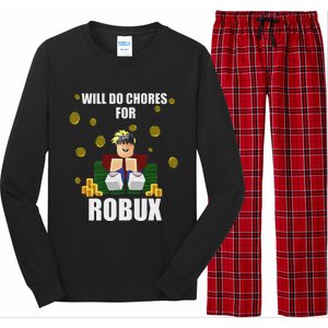 Noob & Professional Gamer Will Do Chores For Robux Funny Long Sleeve Pajama Set