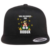Noob & Professional Gamer Will Do Chores For Robux Funny Flat Bill Trucker Hat