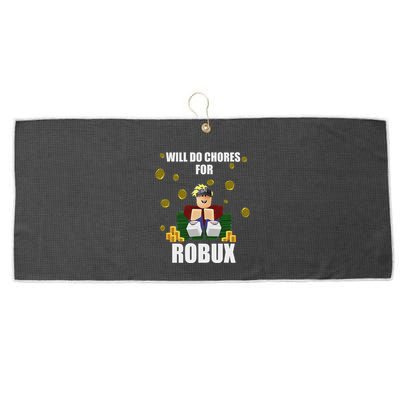 Noob & Professional Gamer Will Do Chores For Robux Funny Large Microfiber Waffle Golf Towel
