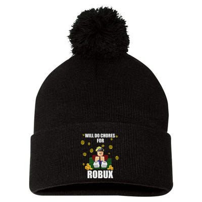 Noob & Professional Gamer Will Do Chores For Robux Funny Pom Pom 12in Knit Beanie