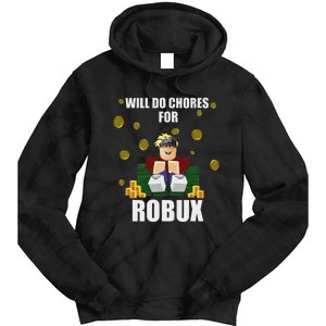 Noob & Professional Gamer Will Do Chores For Robux Funny Tie Dye Hoodie