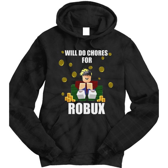 Noob & Professional Gamer Will Do Chores For Robux Funny Tie Dye Hoodie