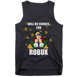 Noob & Professional Gamer Will Do Chores For Robux Funny Tank Top