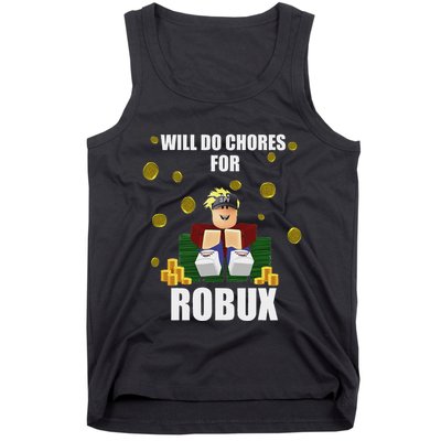 Noob & Professional Gamer Will Do Chores For Robux Funny Tank Top