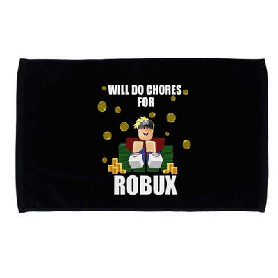 Noob & Professional Gamer Will Do Chores For Robux Funny Microfiber Hand Towel