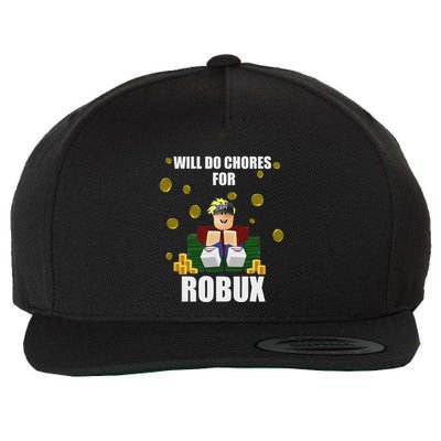 Noob & Professional Gamer Will Do Chores For Robux Funny Wool Snapback Cap