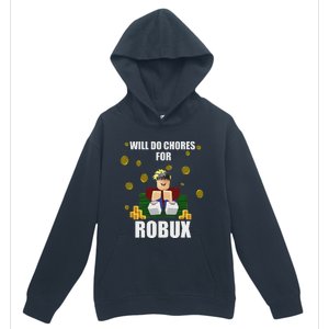 Noob & Professional Gamer Will Do Chores For Robux Funny Urban Pullover Hoodie