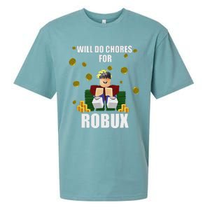 Noob & Professional Gamer Will Do Chores For Robux Funny Sueded Cloud Jersey T-Shirt