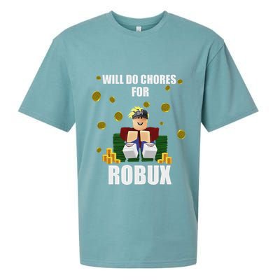 Noob & Professional Gamer Will Do Chores For Robux Funny Sueded Cloud Jersey T-Shirt