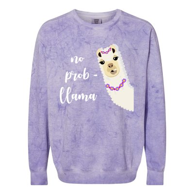 No Probgreat Giftllama Fun Face Alpaca Trending Funny Farm Animal Gift Colorblast Crewneck Sweatshirt