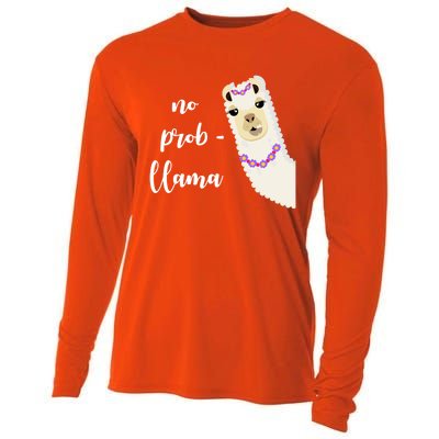 No Probgreat Giftllama Fun Face Alpaca Trending Funny Farm Animal Gift Cooling Performance Long Sleeve Crew