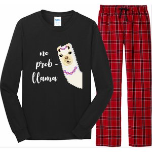 No Probgreat Giftllama Fun Face Alpaca Trending Funny Farm Animal Gift Long Sleeve Pajama Set