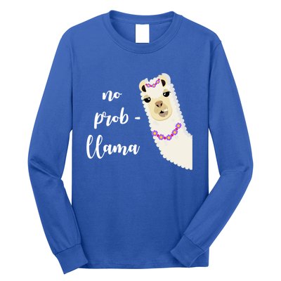 No Probgreat Giftllama Fun Face Alpaca Trending Funny Farm Animal Gift Long Sleeve Shirt