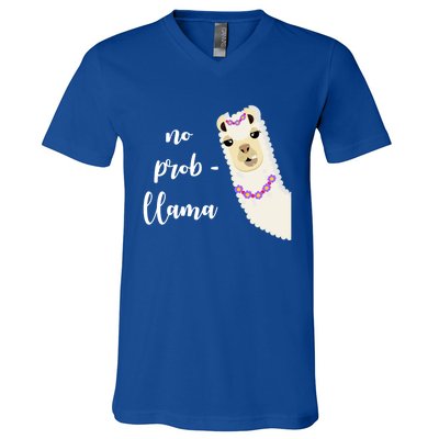 No Probgreat Giftllama Fun Face Alpaca Trending Funny Farm Animal Gift V-Neck T-Shirt