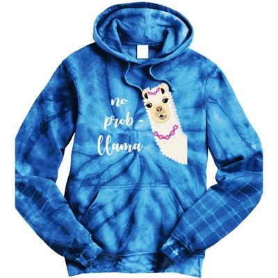 No Probgreat Giftllama Fun Face Alpaca Trending Funny Farm Animal Gift Tie Dye Hoodie