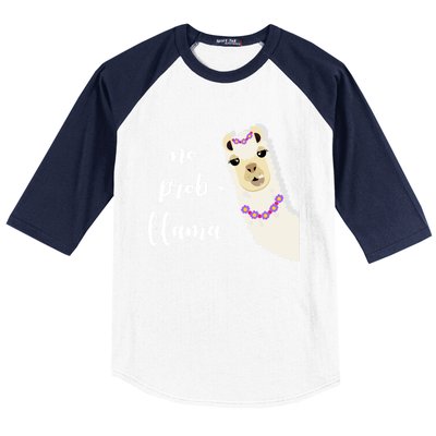 No Probgreat Giftllama Fun Face Alpaca Trending Funny Farm Animal Gift Baseball Sleeve Shirt