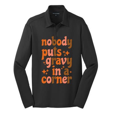 Nobody Puts Gravy In A Corner Silk Touch Performance Long Sleeve Polo