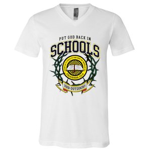 Nice Put God Back In Schools Bbb Outdoors V-Neck T-Shirt