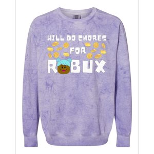 Noob & Professional Gamer Will Do Chores For Robux Colorblast Crewneck Sweatshirt