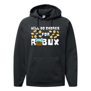 Noob & Professional Gamer Will Do Chores For Robux Performance Fleece Hoodie