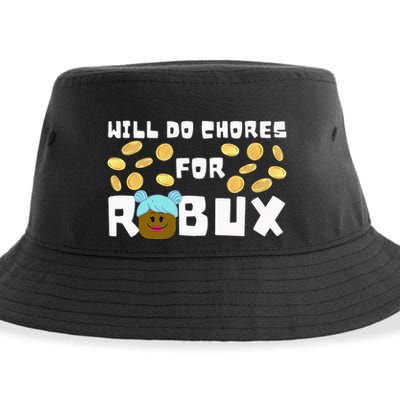 Noob & Professional Gamer Will Do Chores For Robux Sustainable Bucket Hat
