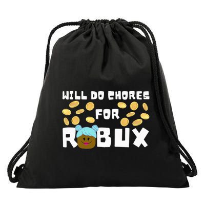 Noob & Professional Gamer Will Do Chores For Robux Drawstring Bag