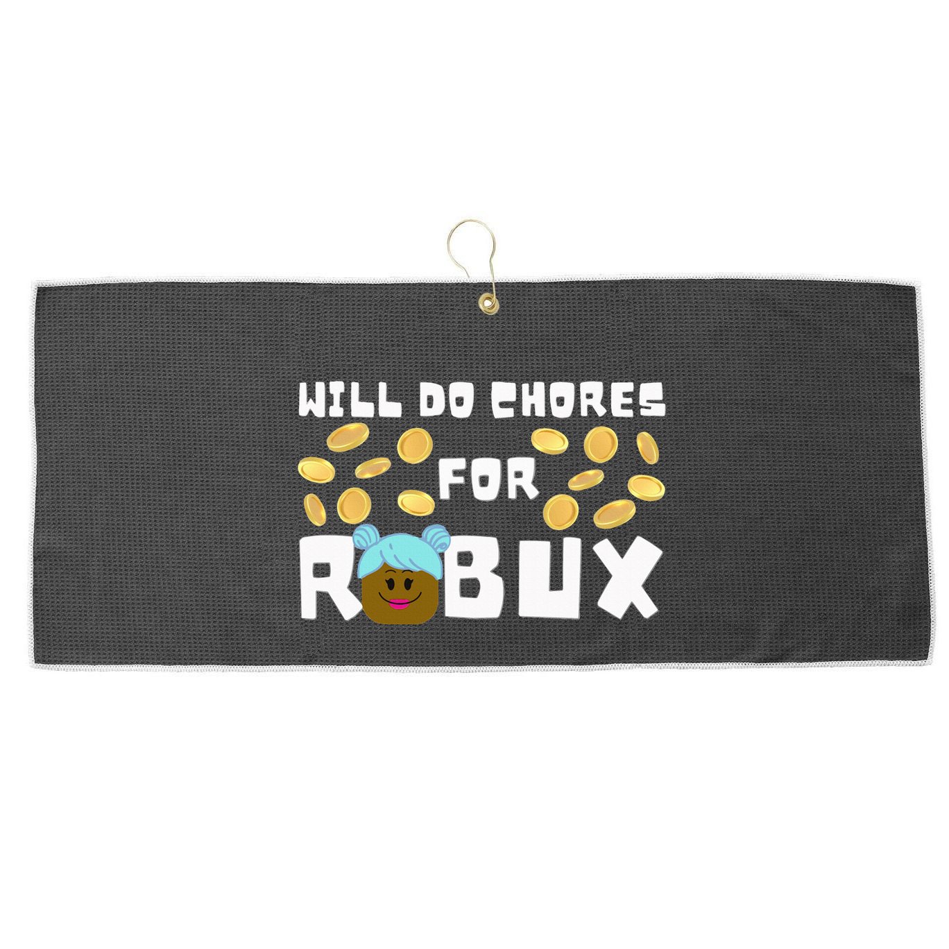 Noob & Professional Gamer Will Do Chores For Robux Large Microfiber Waffle Golf Towel