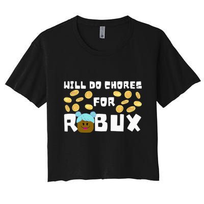 Noob & Professional Gamer Will Do Chores For Robux Crop Top