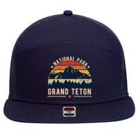 National Park Grand Teton Vintage Retro Souvenir 7 Panel Mesh Trucker Snapback Hat