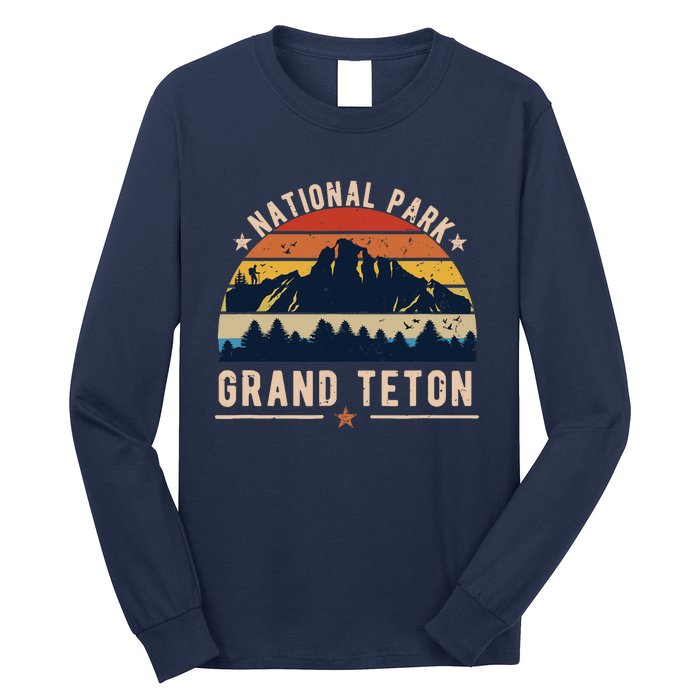 National Park Grand Teton Vintage Retro Souvenir Long Sleeve Shirt