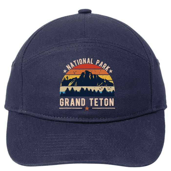 National Park Grand Teton Vintage Retro Souvenir 7-Panel Snapback Hat