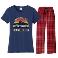 National Park Grand Teton Vintage Retro Souvenir Women's Flannel Pajama Set