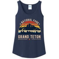 National Park Grand Teton Vintage Retro Souvenir Ladies Essential Tank