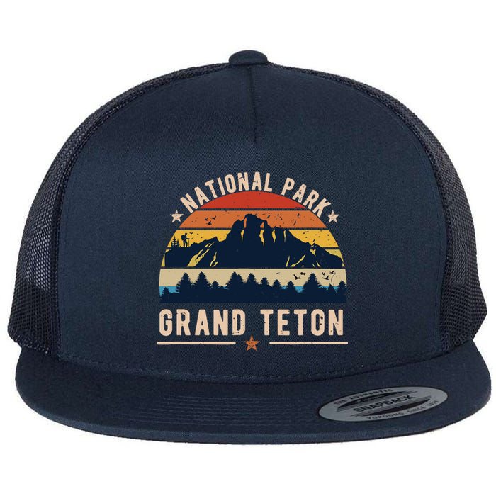 National Park Grand Teton Vintage Retro Souvenir Flat Bill Trucker Hat