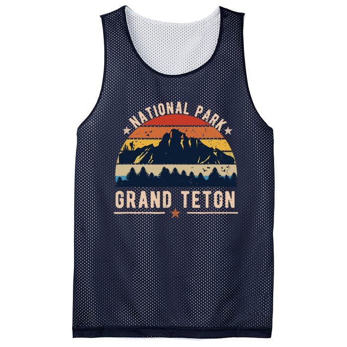 National Park Grand Teton Vintage Retro Souvenir Mesh Reversible Basketball Jersey Tank