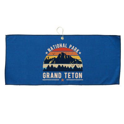 National Park Grand Teton Vintage Retro Souvenir Large Microfiber Waffle Golf Towel