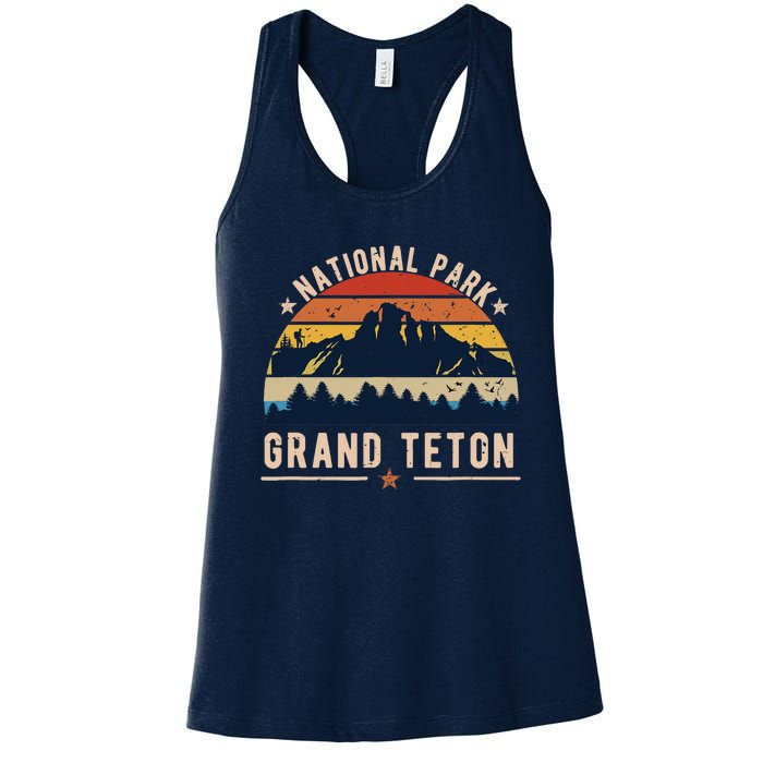 National Park Grand Teton Vintage Retro Souvenir Women's Racerback Tank