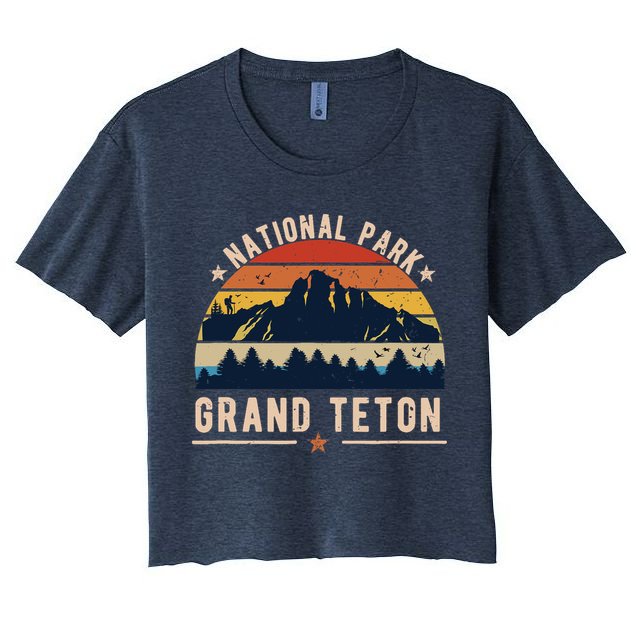 National Park Grand Teton Vintage Retro Souvenir Crop Top