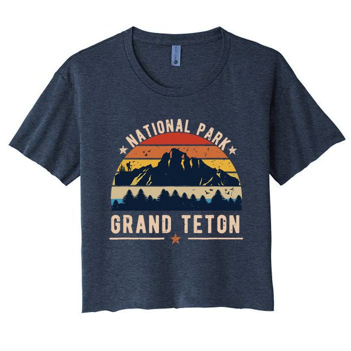 National Park Grand Teton Vintage Retro Souvenir Women's Crop Top Tee