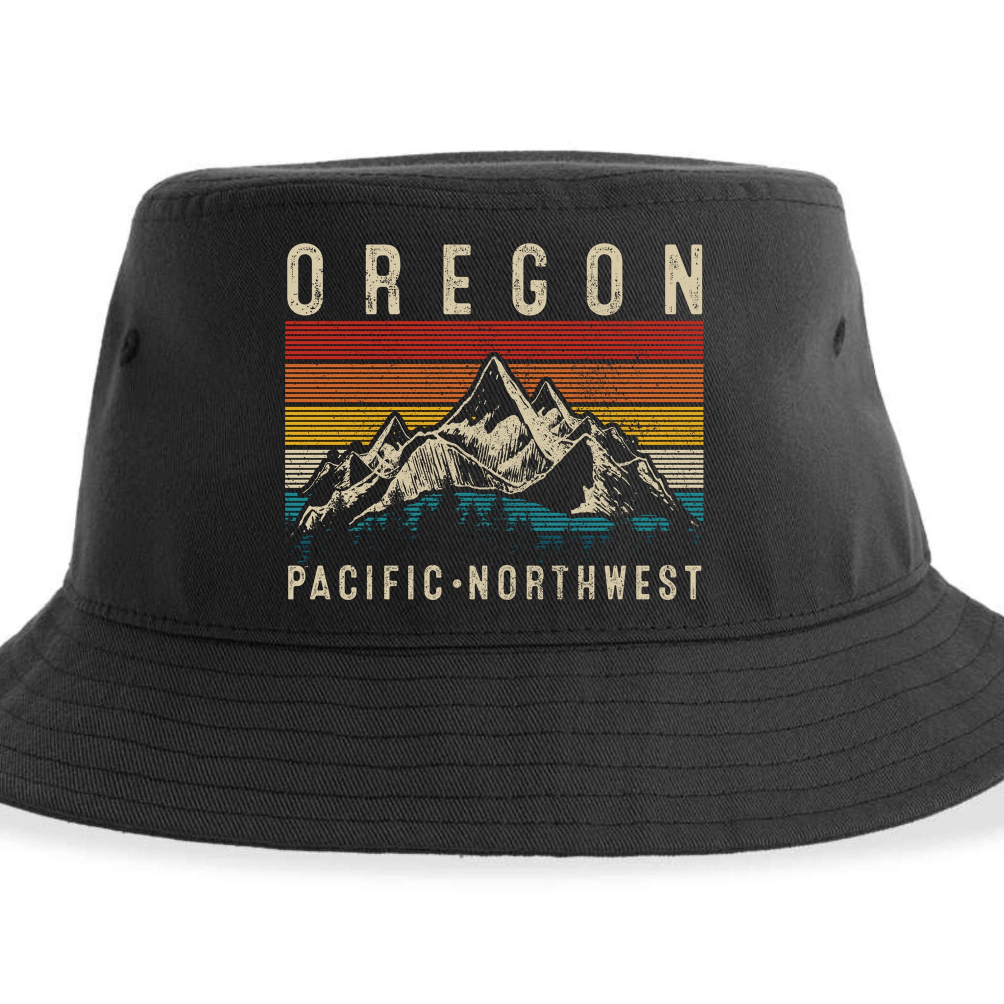 Northwest Pnw Gift Oregon Vintage Mountains Hiking Pacific Sustainable Bucket Hat